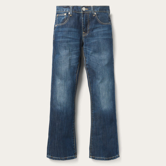 1014 Fit Semi-Destructed Wash Jeans Blue