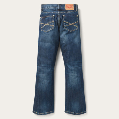 1014 Fit Semi-Destructed Wash Jeans Blue