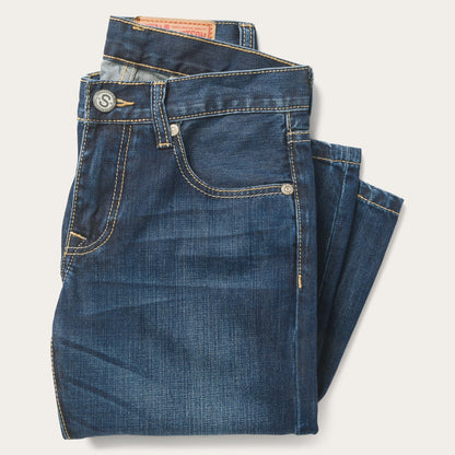 1014 Fit Semi-Destructed Wash Jeans Blue