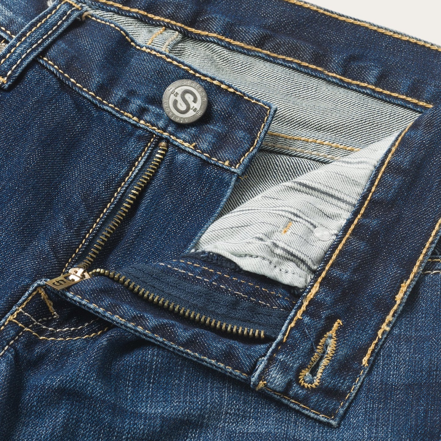 1014 Fit Semi-Destructed Wash Jeans Blue