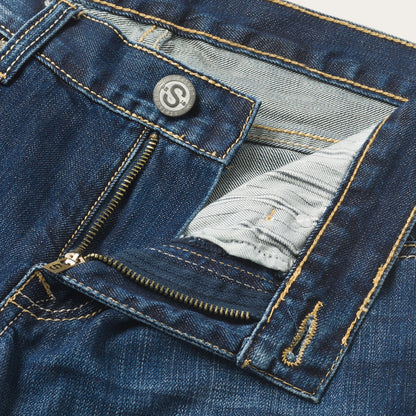 1014 Fit Semi-Destructed Wash Jeans Blue
