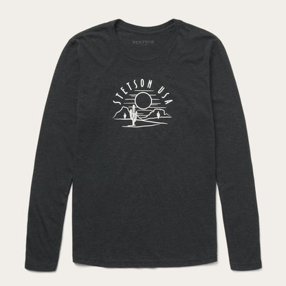 Cactus And Sunset Graphic Tee Black