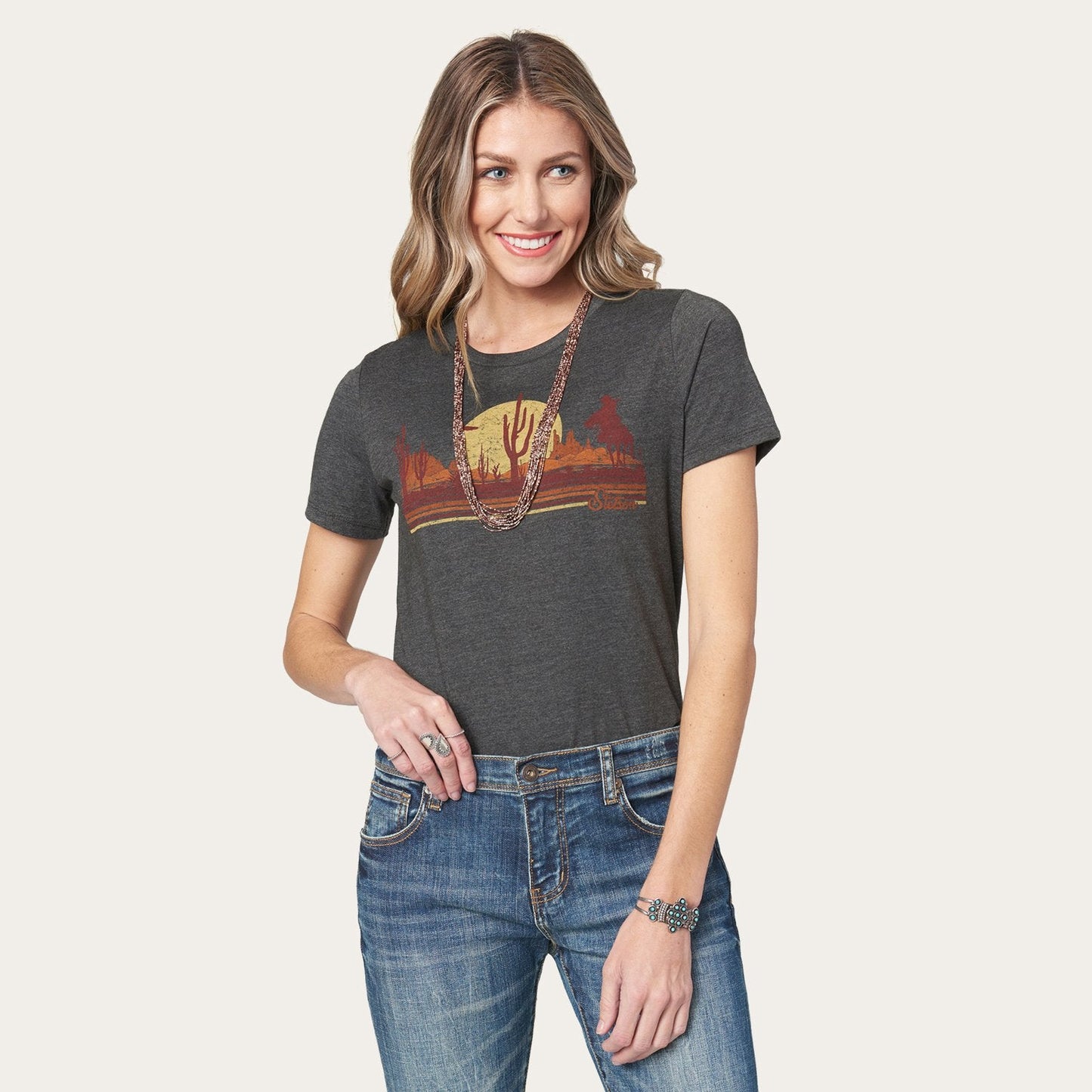 Riding Into The Sunset Graphic Tee Grey