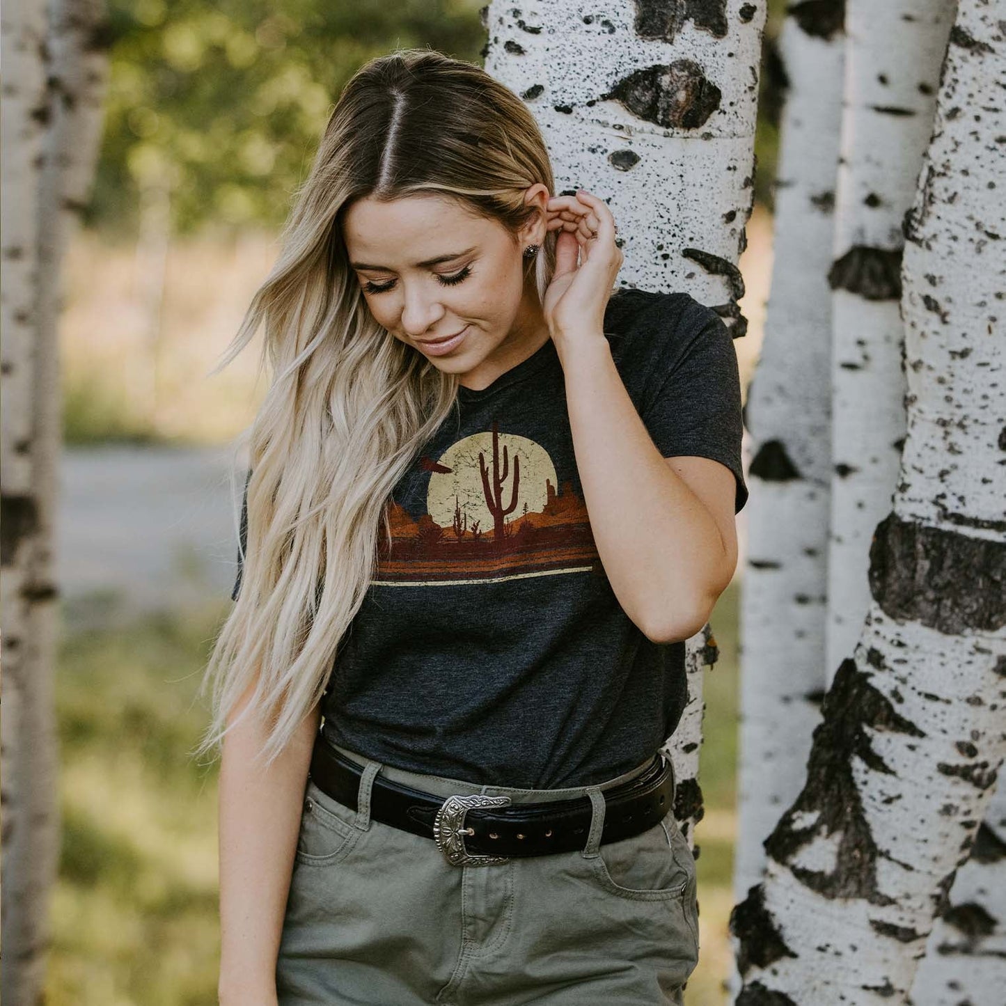 Riding Into The Sunset Graphic Tee Grey
