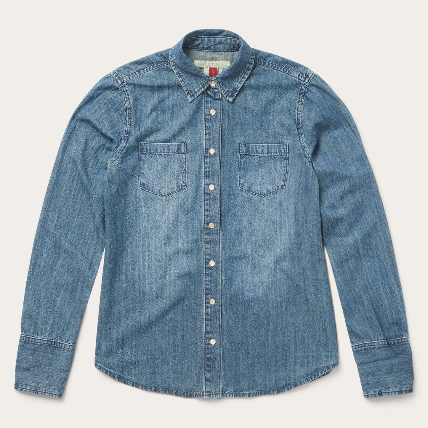 Denim Snap Front Western Shirt Blue