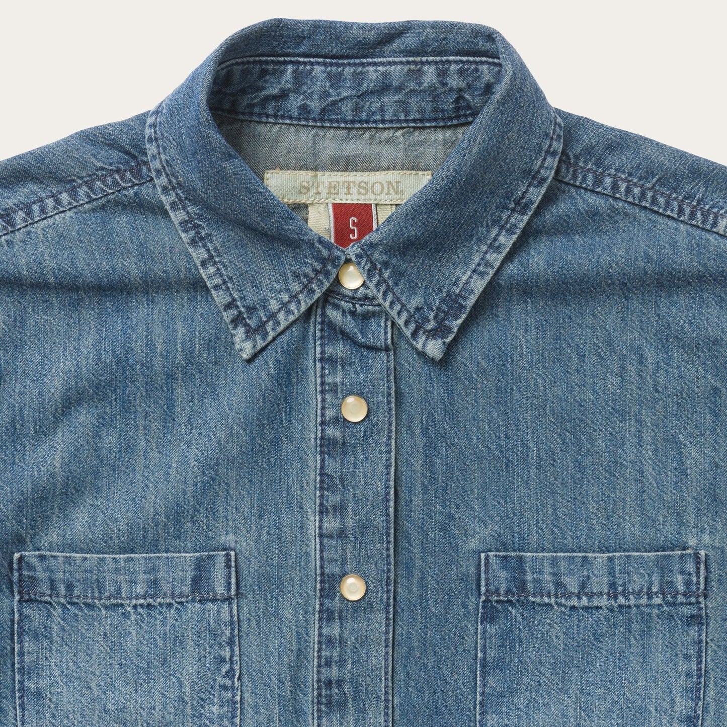 Denim Snap Front Western Shirt Blue