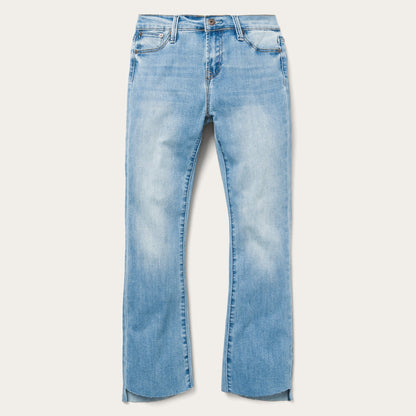 High Waist Flare Crop Jean Blue