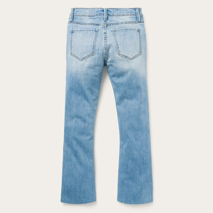 High Waist Flare Crop Jean Blue
