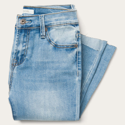High Waist Flare Crop Jean Blue