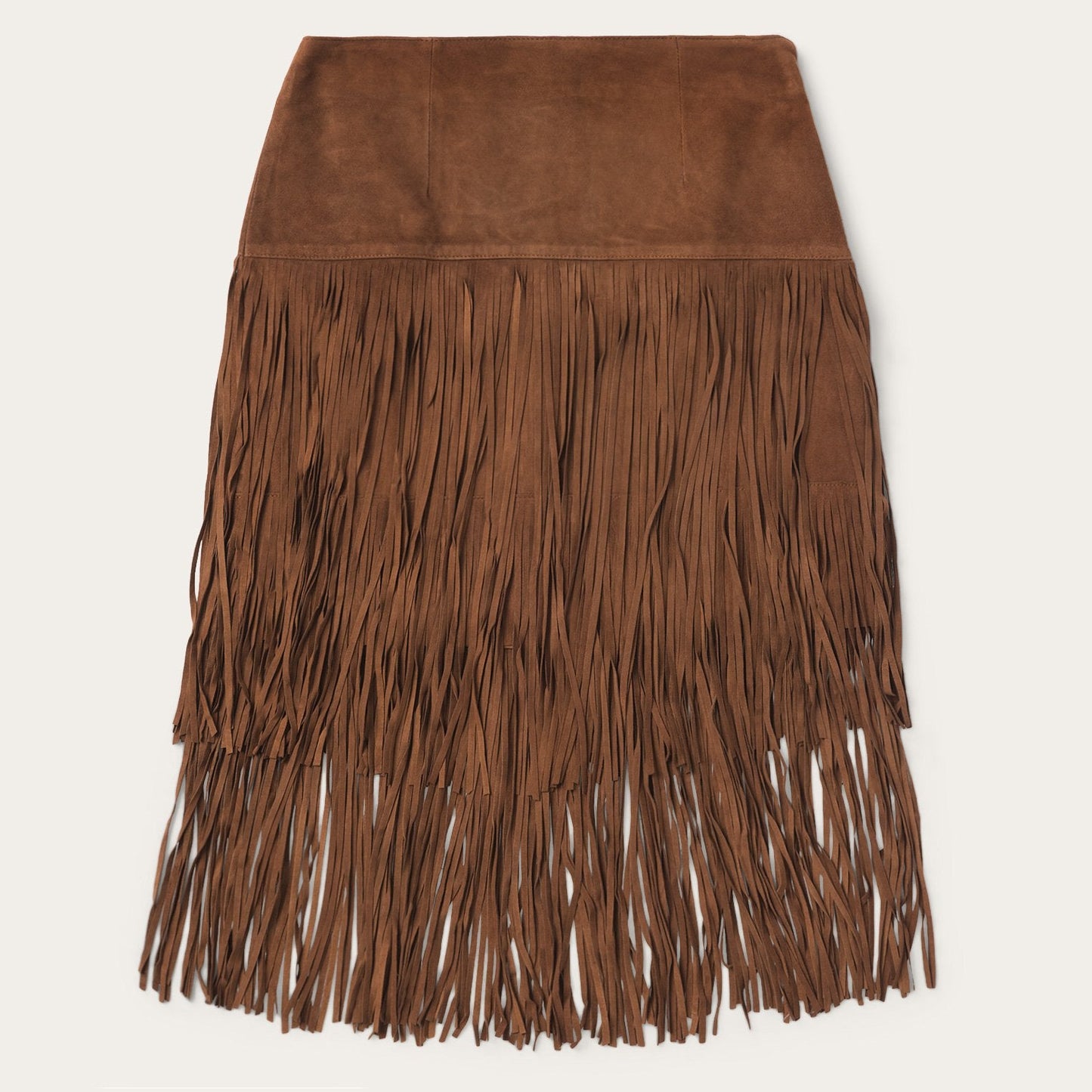 Suede Fringed Skirt Brown
