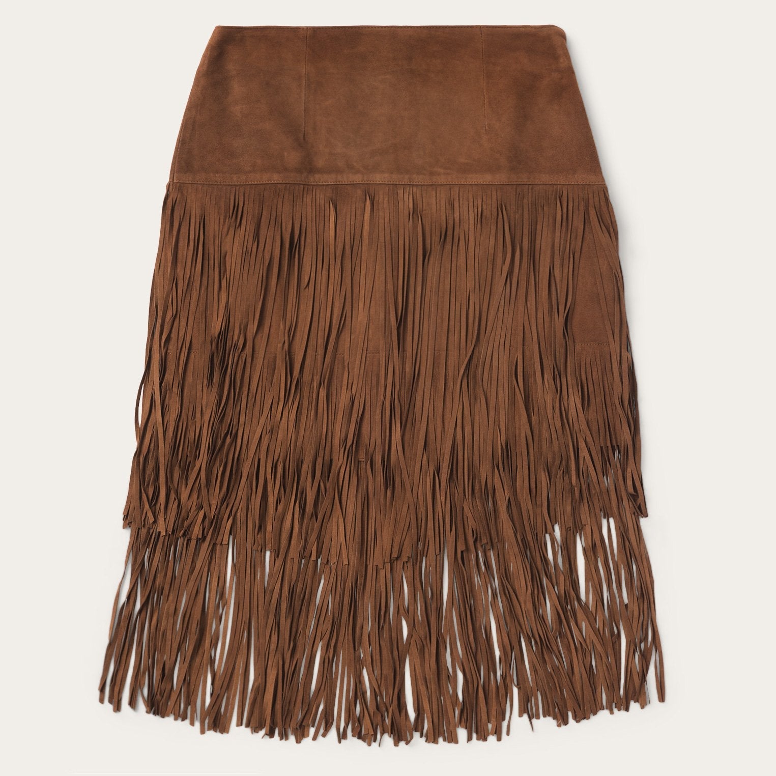 Suede Fringed Skirt Brown