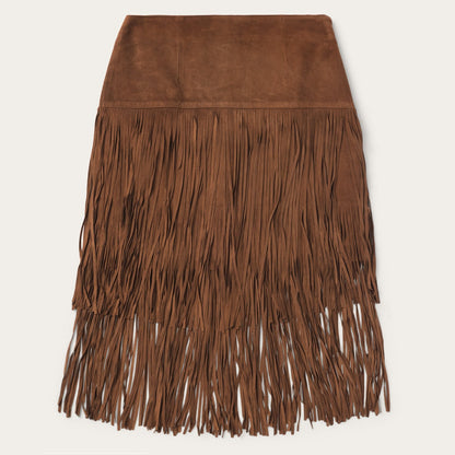 Suede Fringed Skirt Brown
