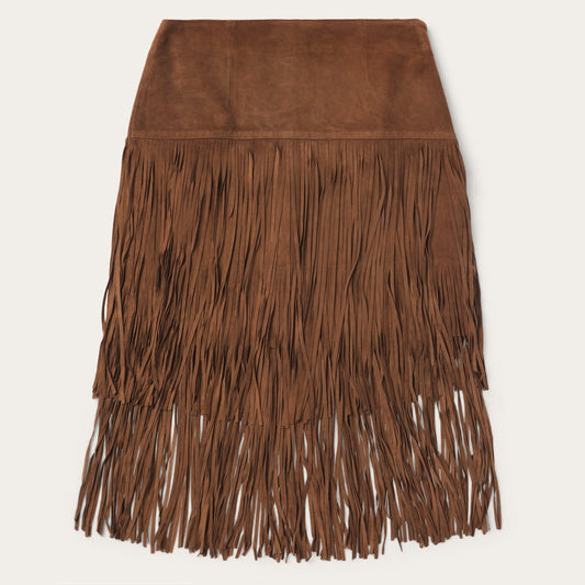 Suede Fringed Skirt Brown