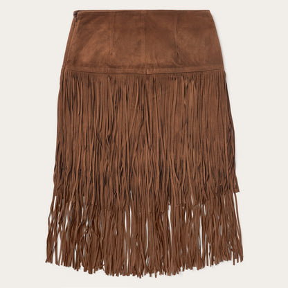 Suede Fringed Skirt Brown