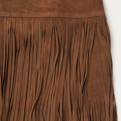 Suede Fringed Skirt Brown