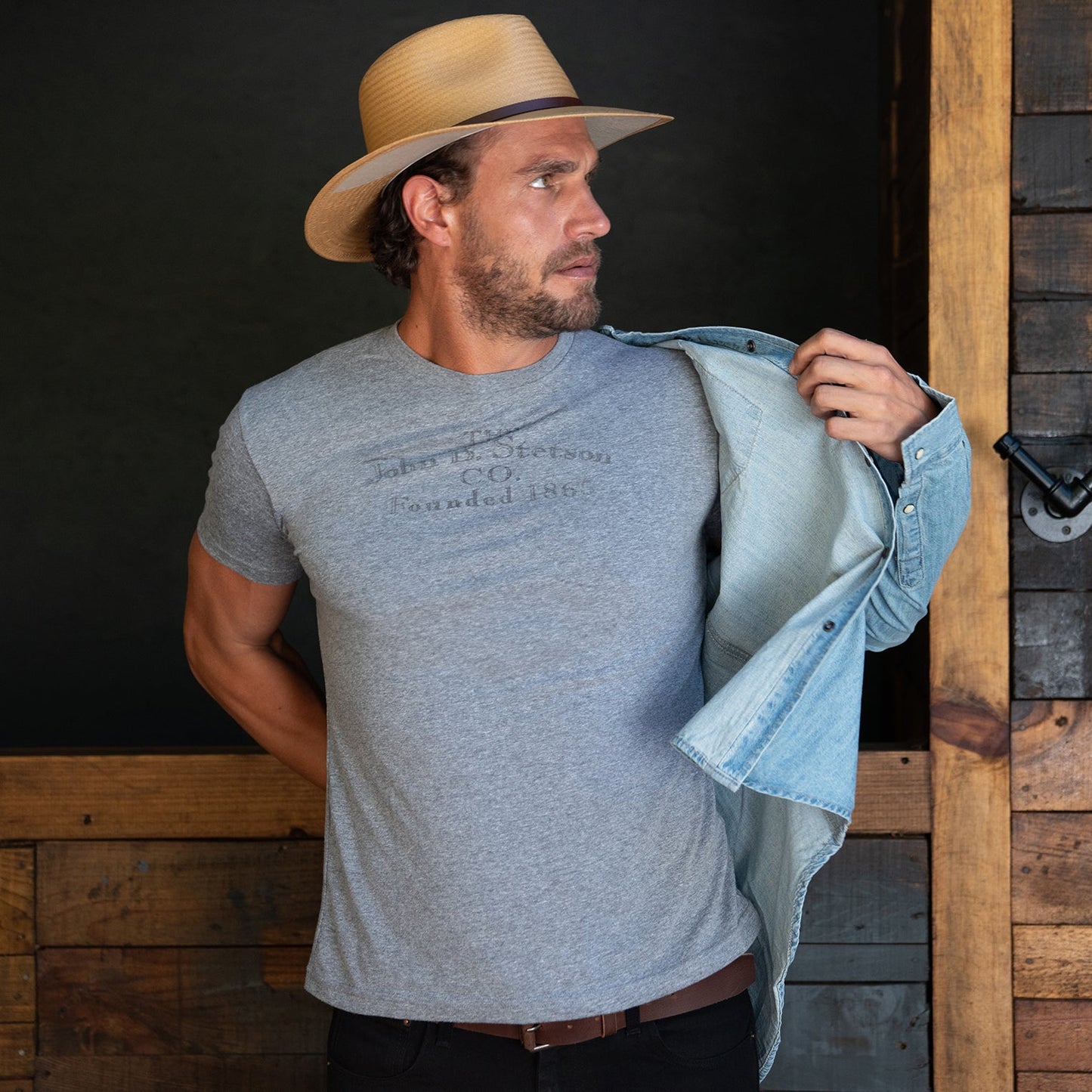 John B. Stetson Co Graphic Tee Grey