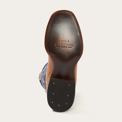 Casper Tan & Blue Matte Cowboy Boot Tan