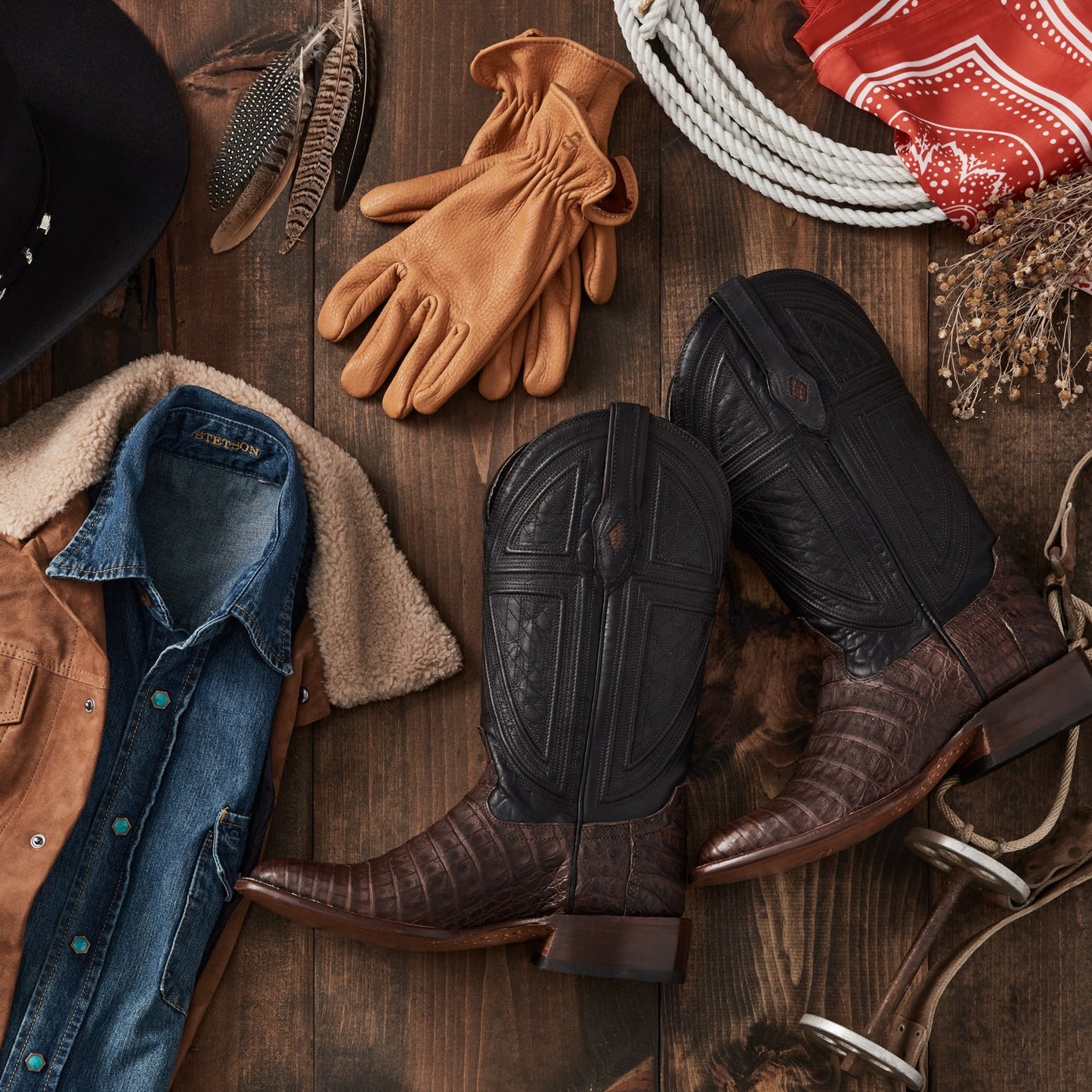Kaycee Brown Caiman Belly Cowboy Boot Brown