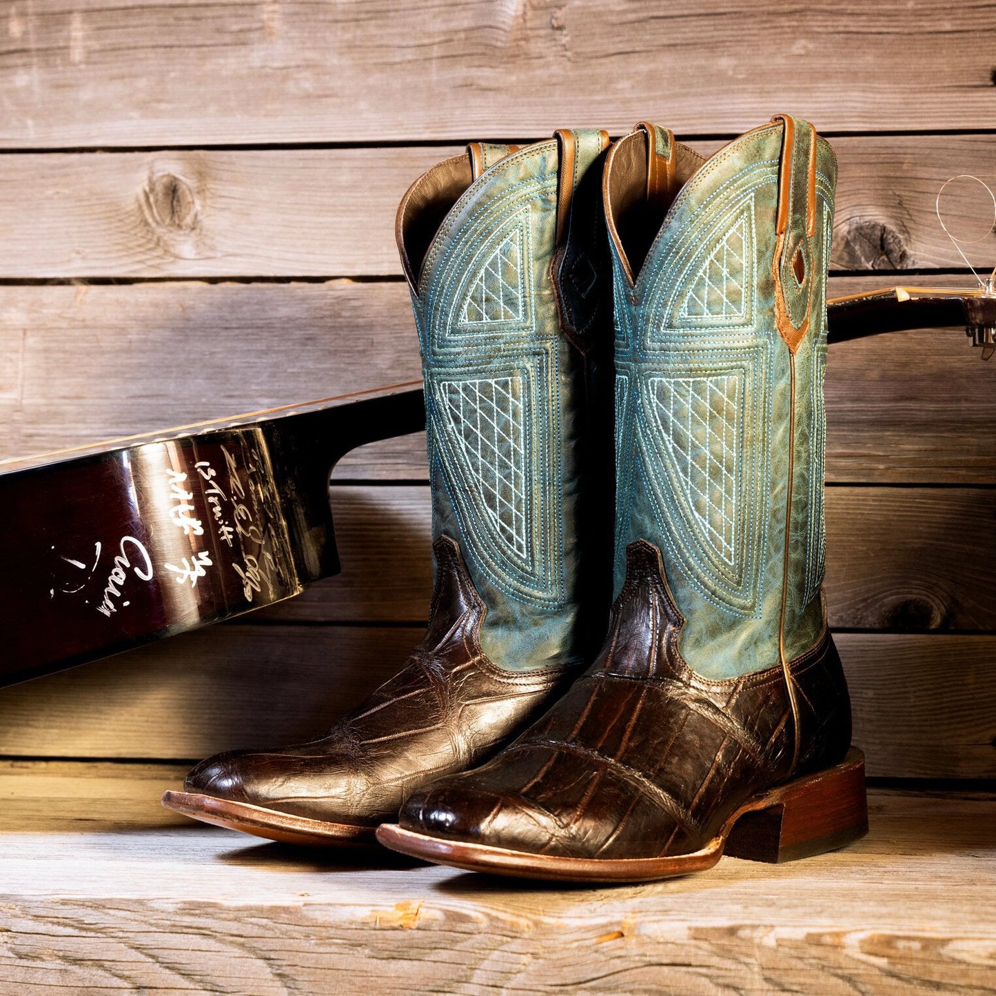 Big Horn Tobacco Alligator Cowboy Boot Brown