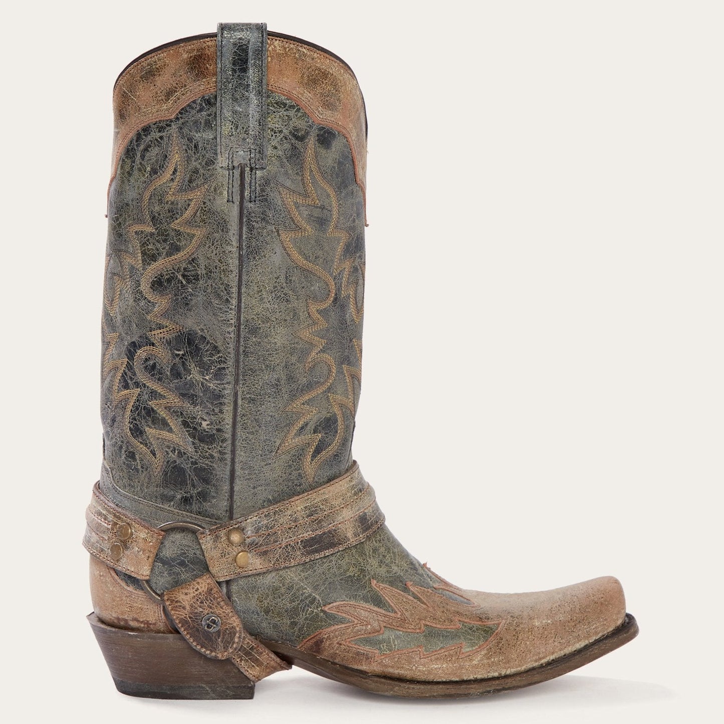 Sundance Kid Washed Crater Black Cowboy Boot Black