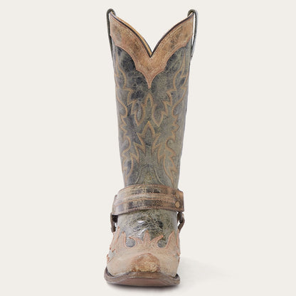 Sundance Kid Washed Crater Black Cowboy Boot Black