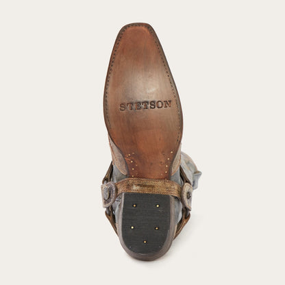 Sundance Kid Washed Crater Black Cowboy Boot Black