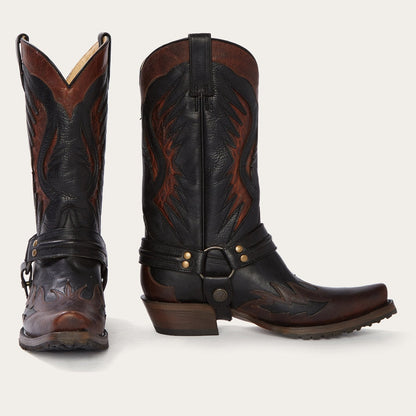 Biker Outlaw Oiled Leather Cowboy Boot Brown
