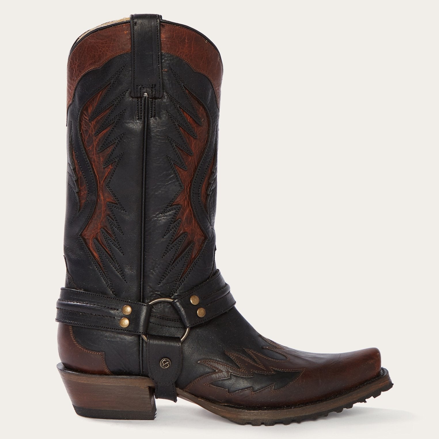 Biker Outlaw Oiled Leather Cowboy Boot Brown