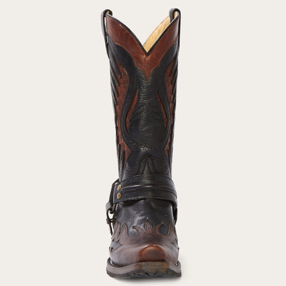 Biker Outlaw Oiled Leather Cowboy Boot Brown