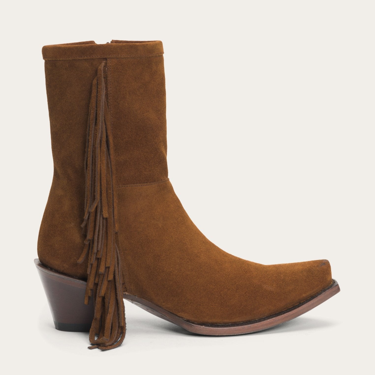 Halle Suede Fringe Side Zip Boot Brown