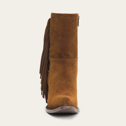 Halle Suede Fringe Side Zip Boot Brown