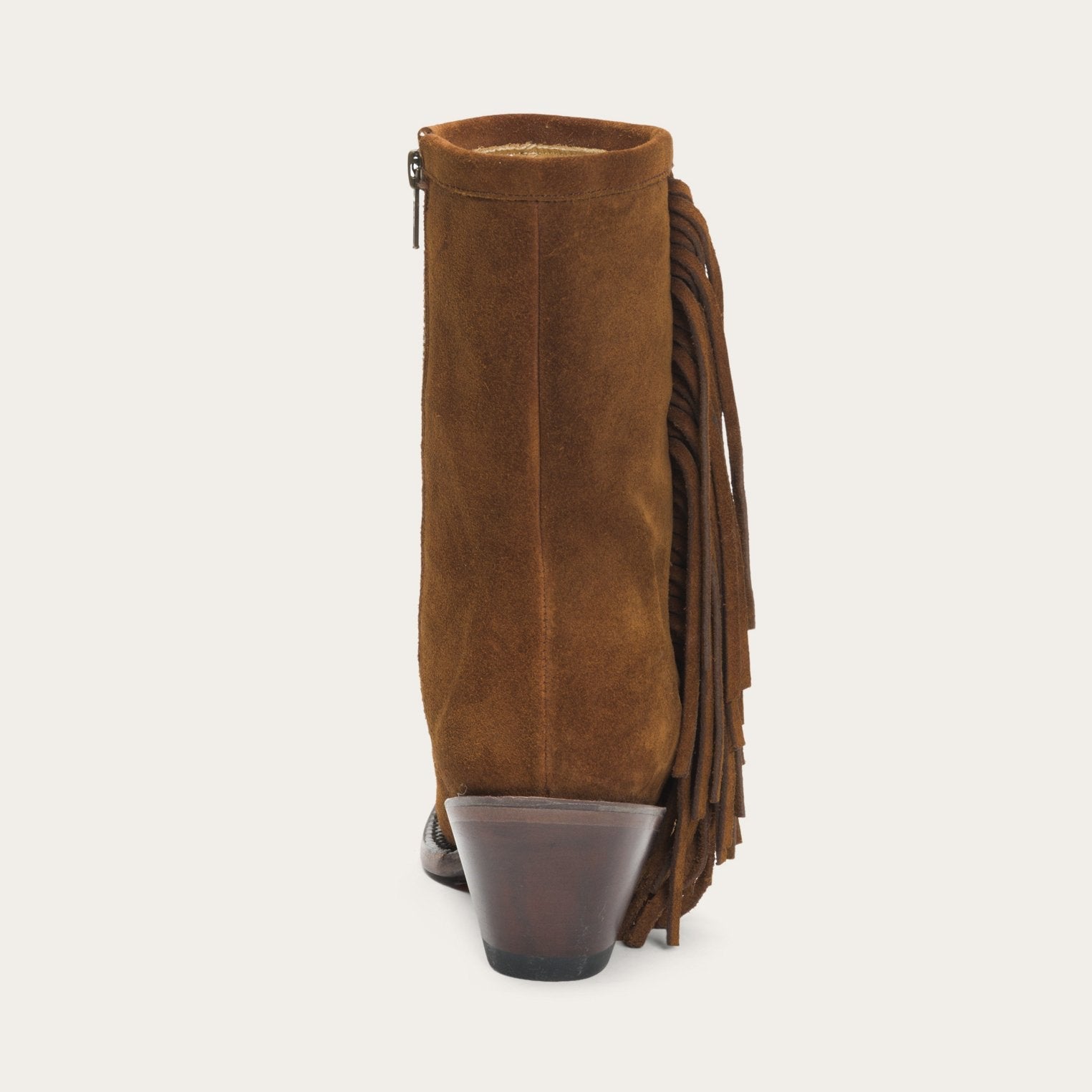 Halle Suede Fringe Side Zip Boot Brown
