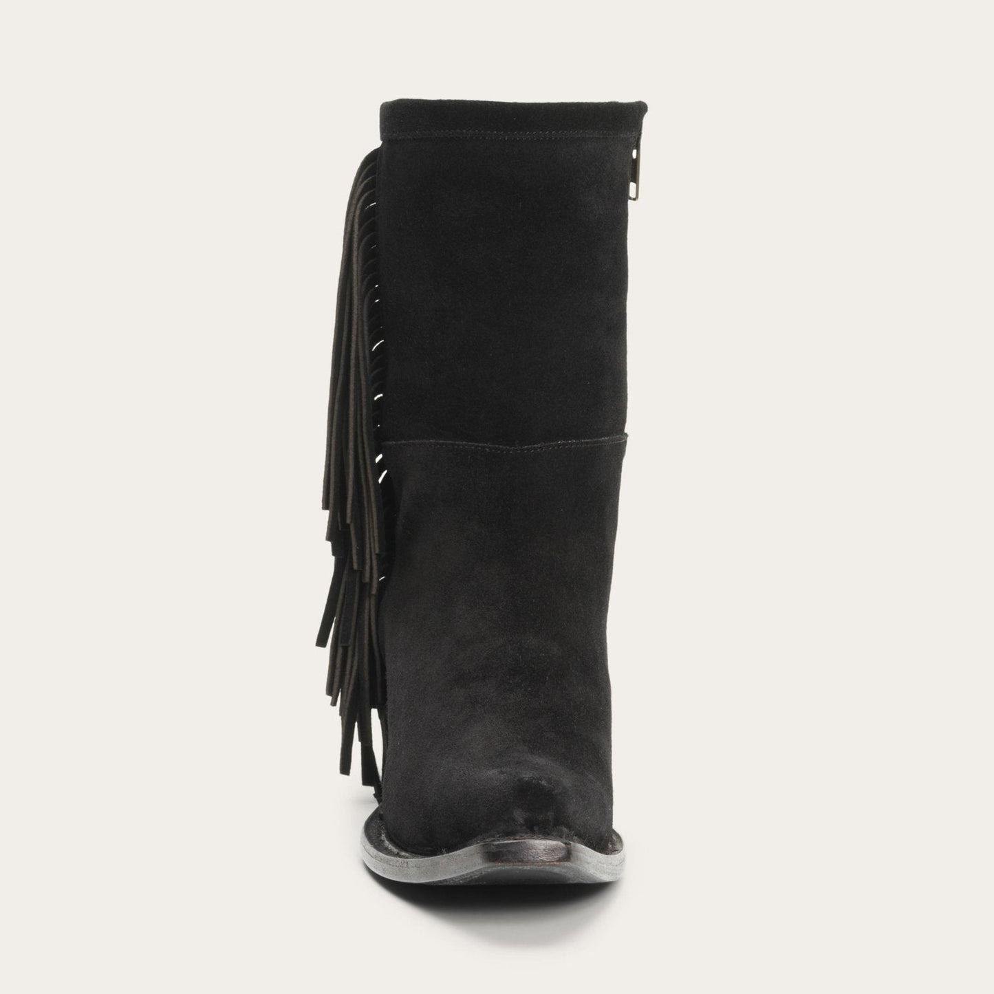 Halle Suede Fringe Side Zip Boot Black