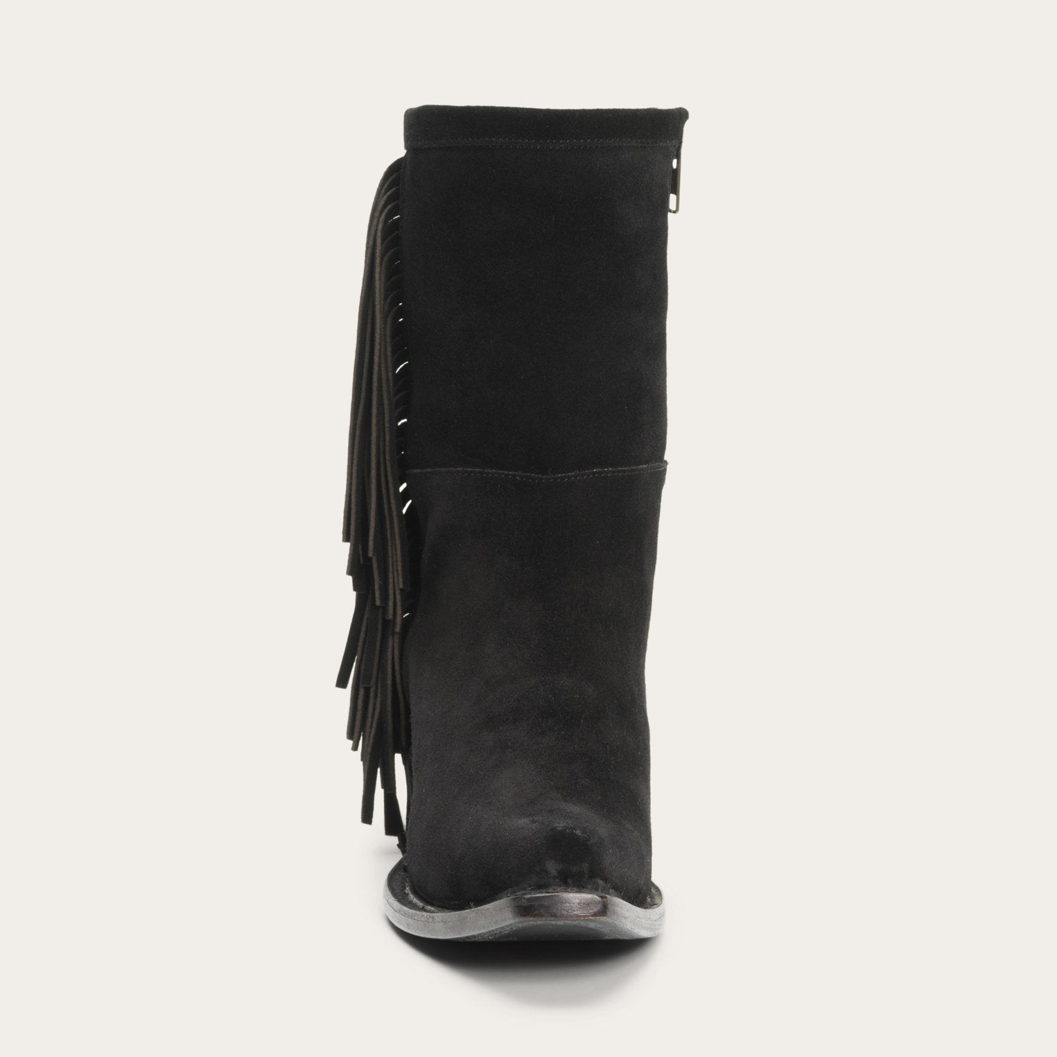 Halle Suede Fringe Side Zip Boot Black