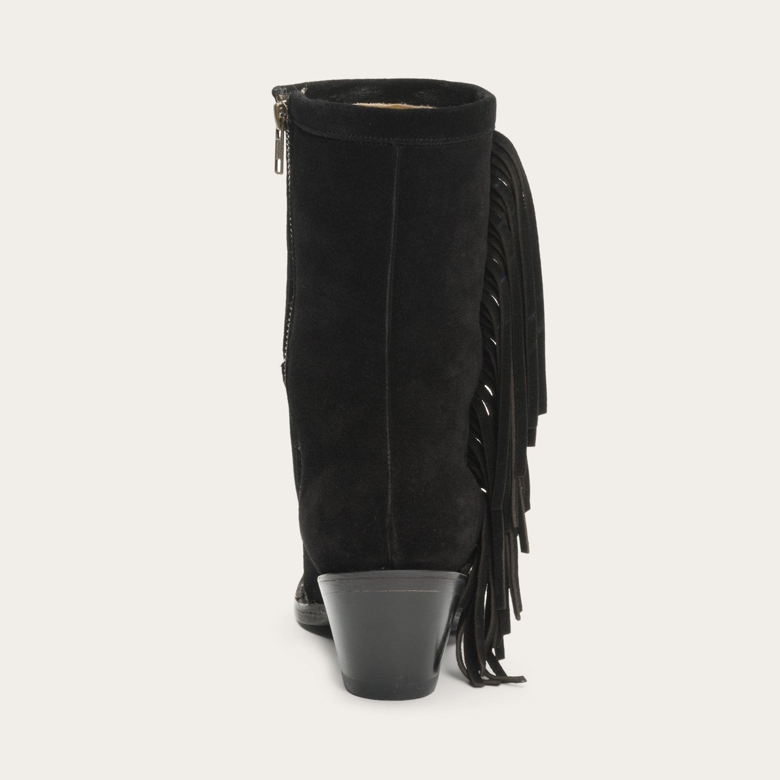 Halle Suede Fringe Side Zip Boot Black