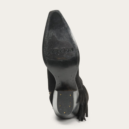 Halle Suede Fringe Side Zip Boot Black