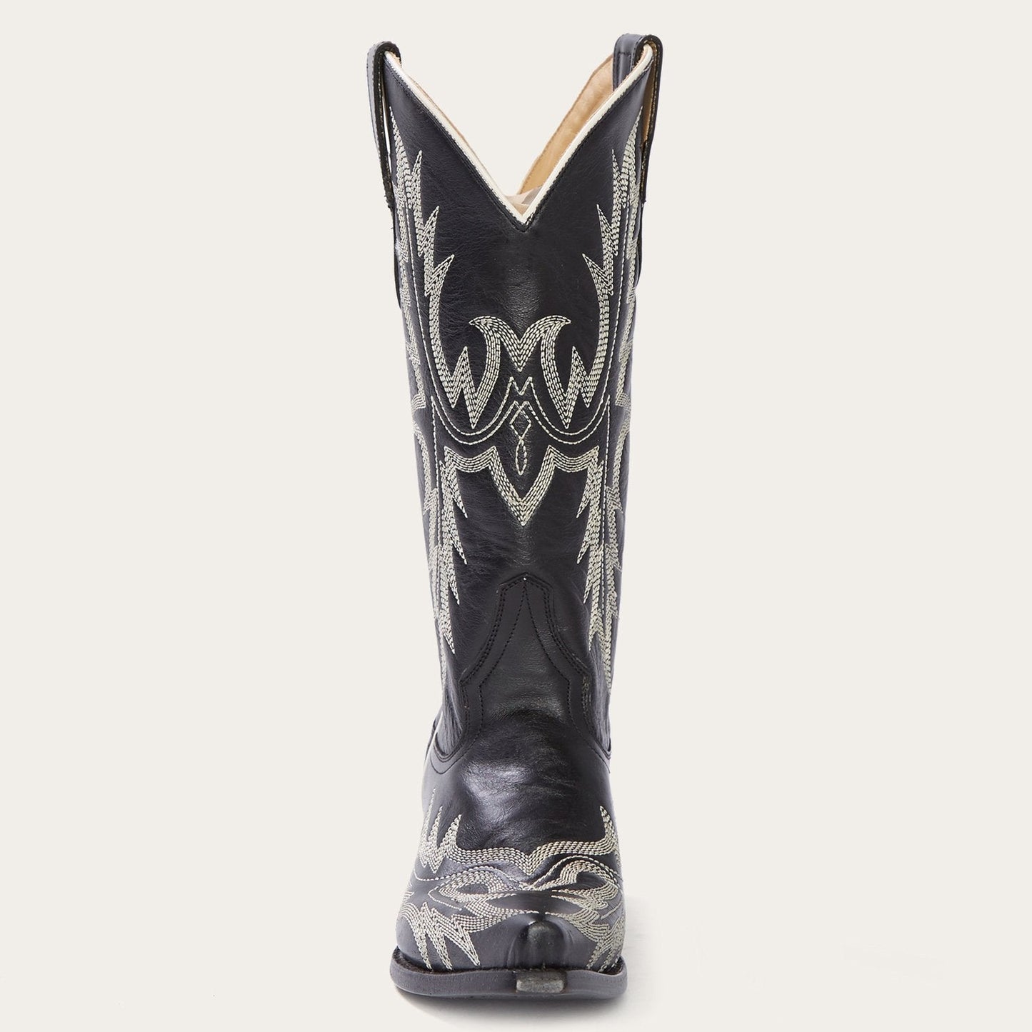 Tina Black & White Flame Embroidered Cowboy Boot Black