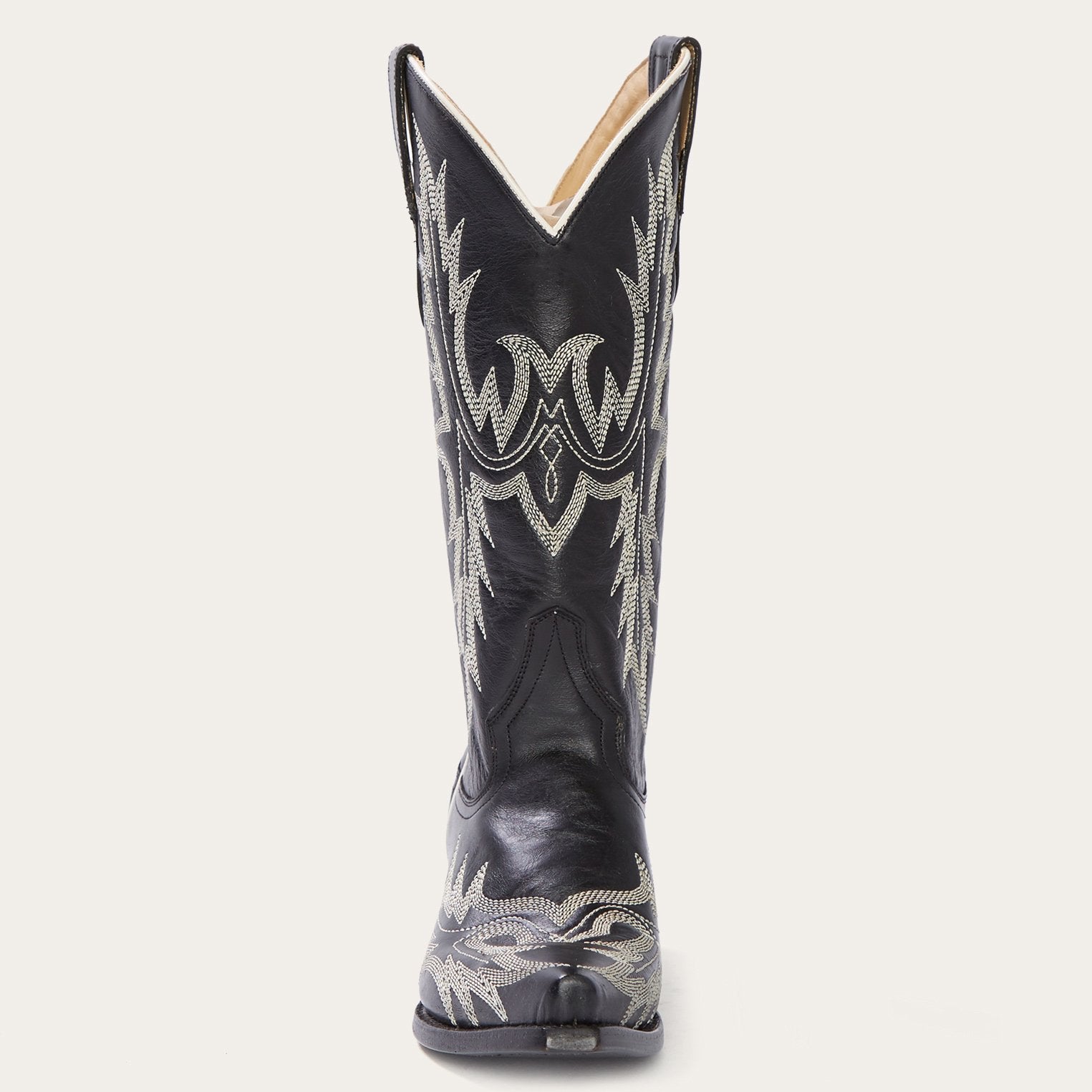 Tina Black & White Flame Embroidered Cowboy Boot Black