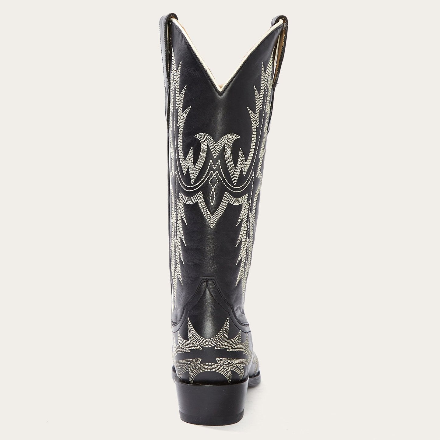 Tina Black & White Flame Embroidered Cowboy Boot Black