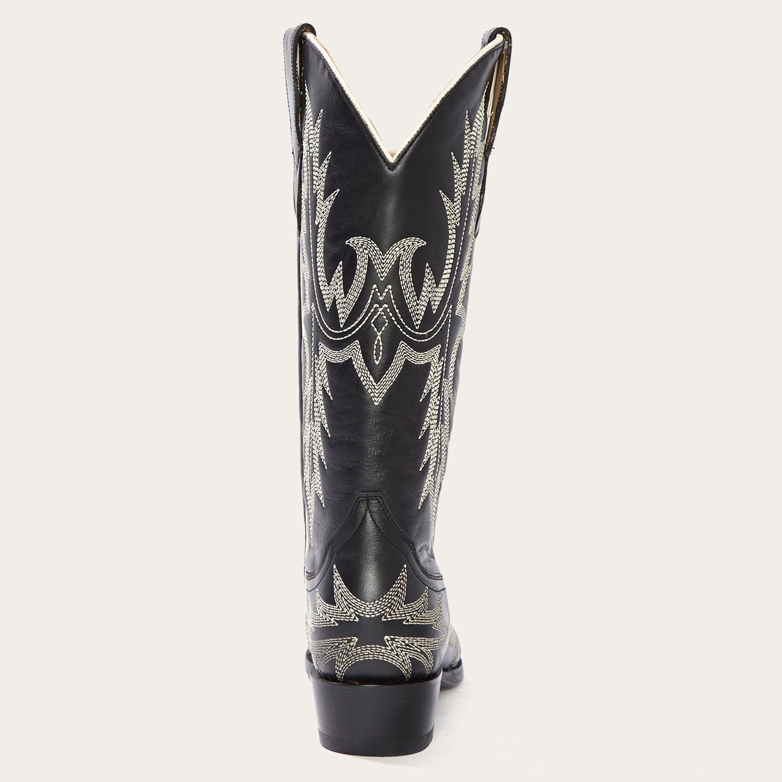 Tina Black & White Flame Embroidered Cowboy Boot Black