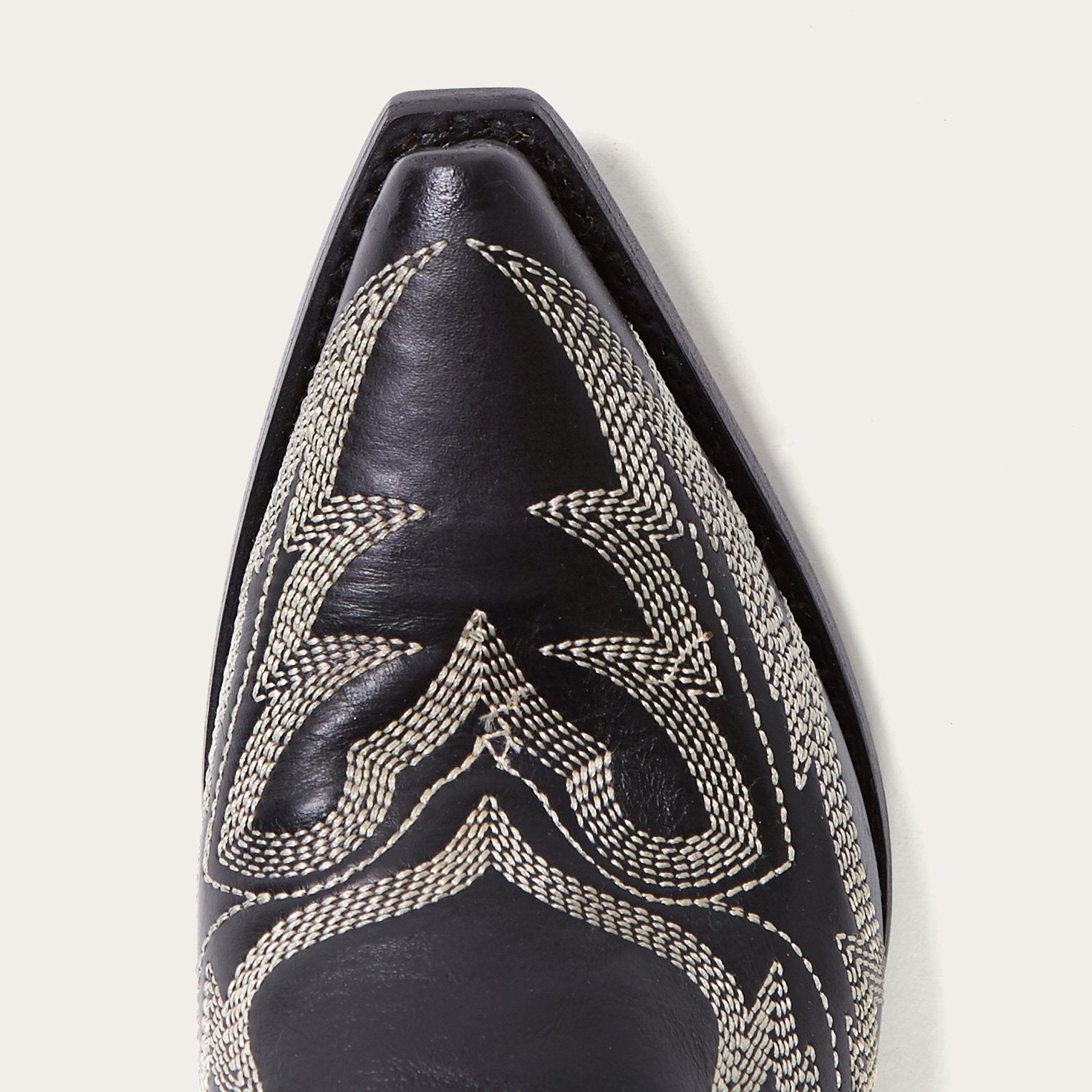 Tina Black & White Flame Embroidered Cowboy Boot Black