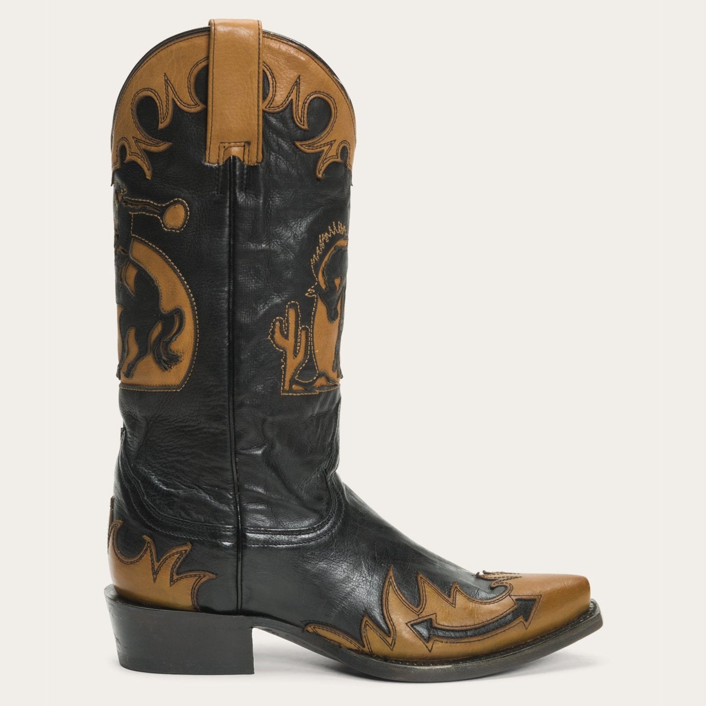 Faye Cowgirl & Horse Underlay Leather Boot Black