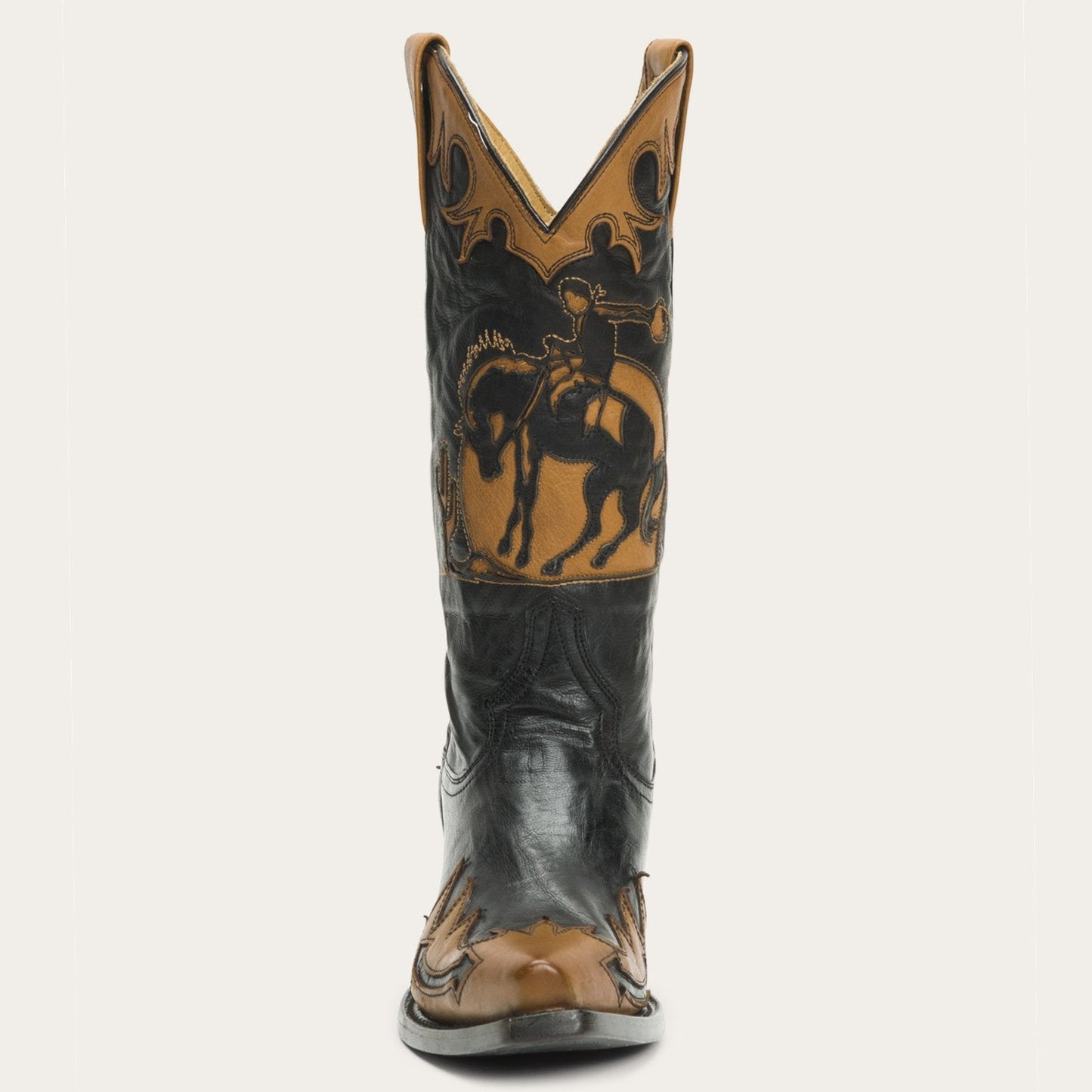 Faye Cowgirl & Horse Underlay Leather Boot Black