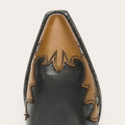 Faye Cowgirl & Horse Underlay Leather Boot Black