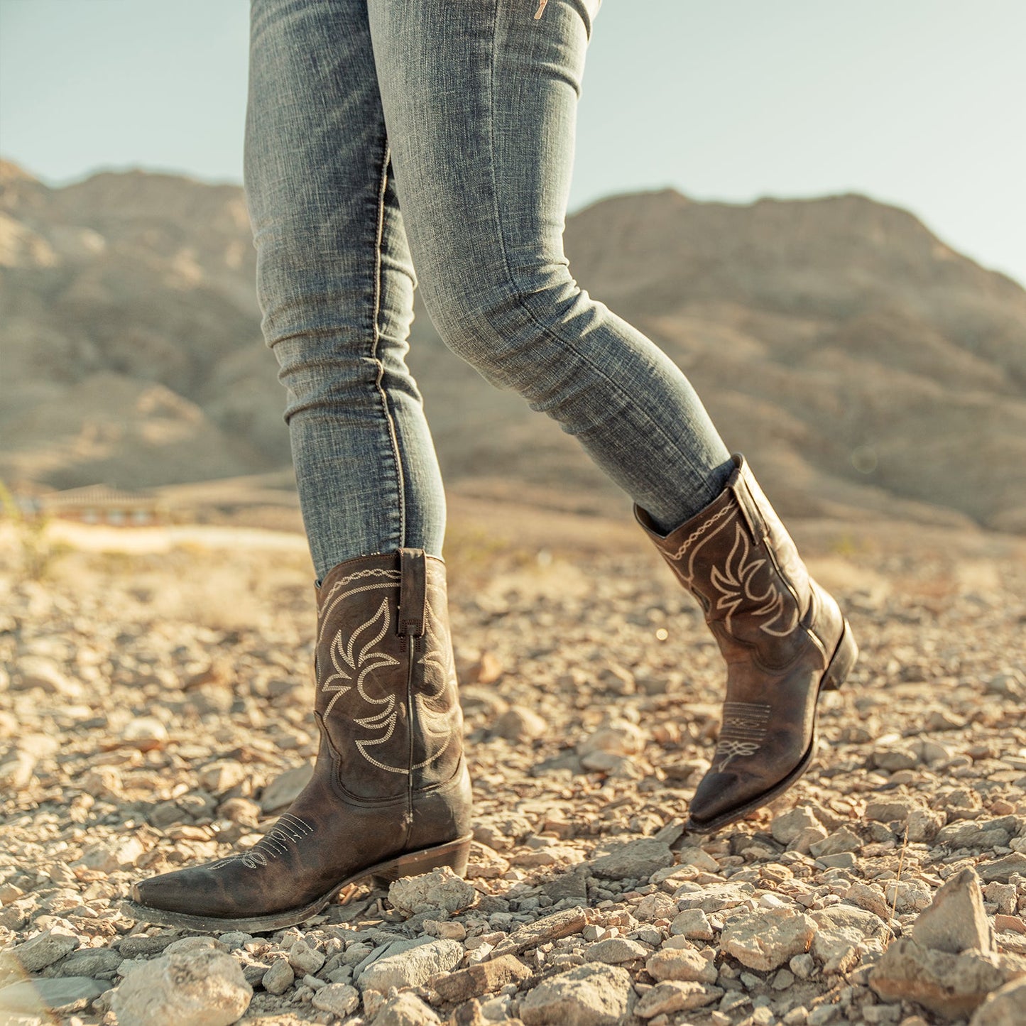Iris Mid-Calf Embroidered Boot Brown
