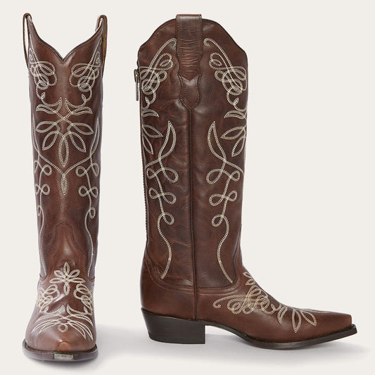 Adeline Burnished Brown Back Zip Cowboy Boot Brown