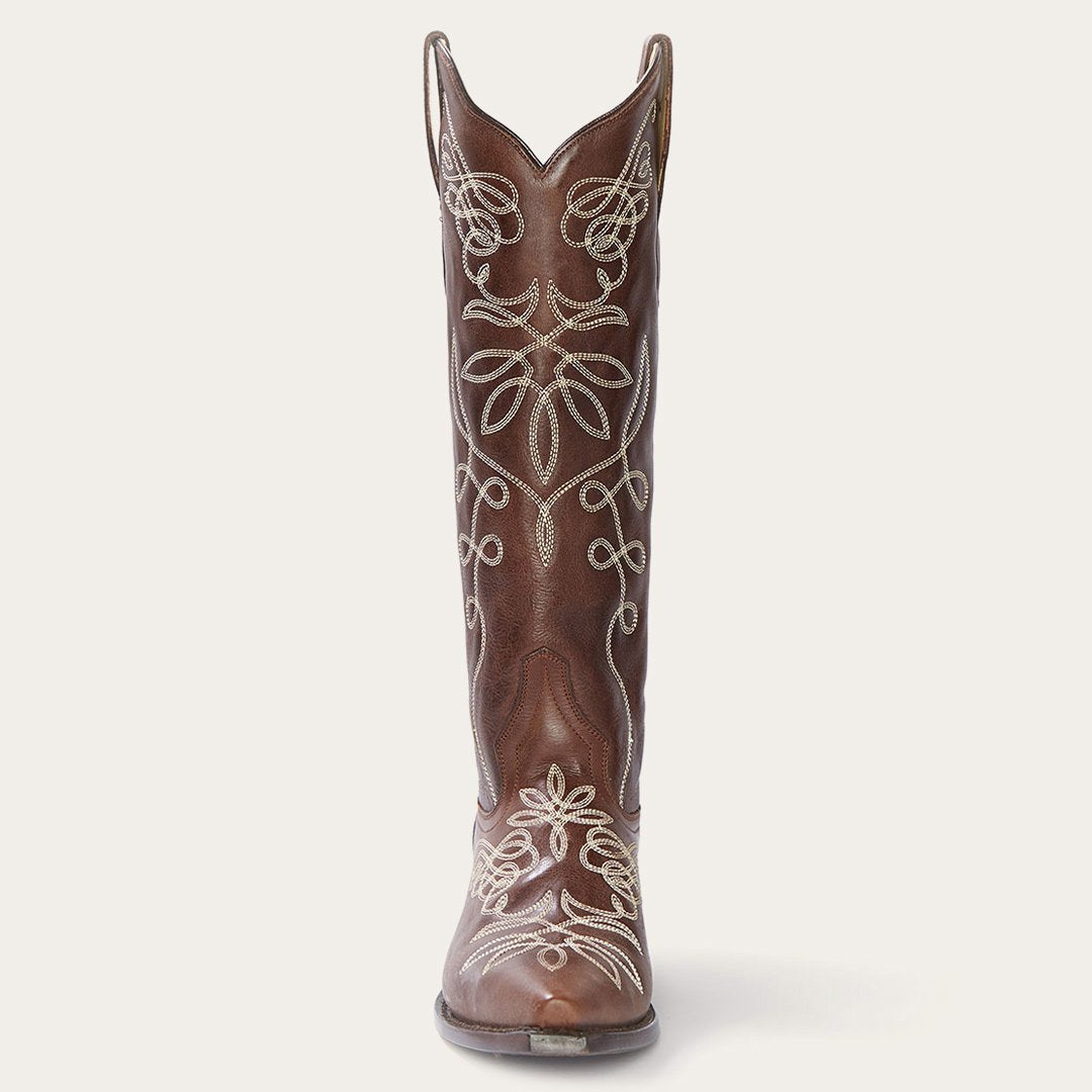 Adeline Burnished Brown Back Zip Cowboy Boot Brown
