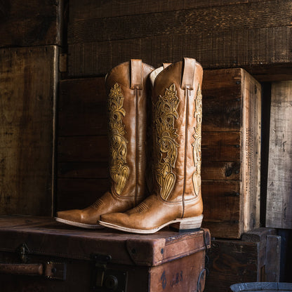 Jules Hand Tooled Leather Boot Brown