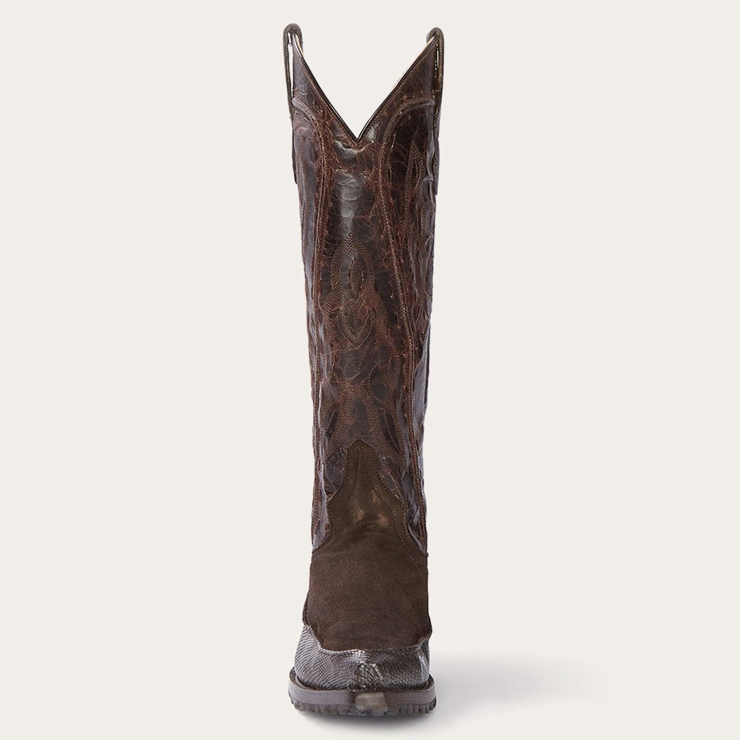 Dakota Brown Suede & Teju Cowboy Boot Brown