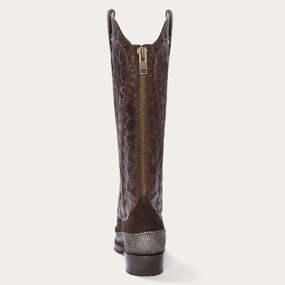 Dakota Brown Suede & Teju Cowboy Boot Brown